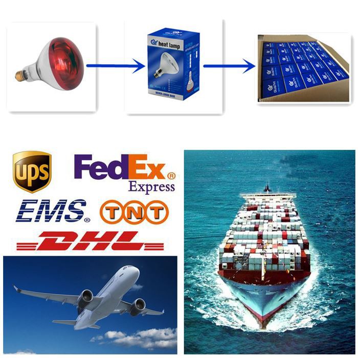 Transport of red heat bulb